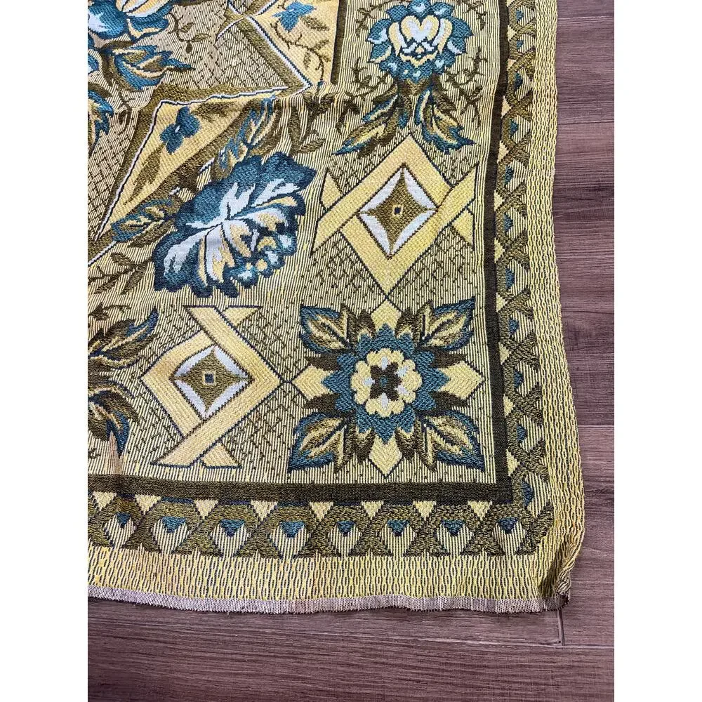 VTG Polish Tapestry Bedspread Large Woven Rayon Linen Blend‎ MCM Throw WPL 14777